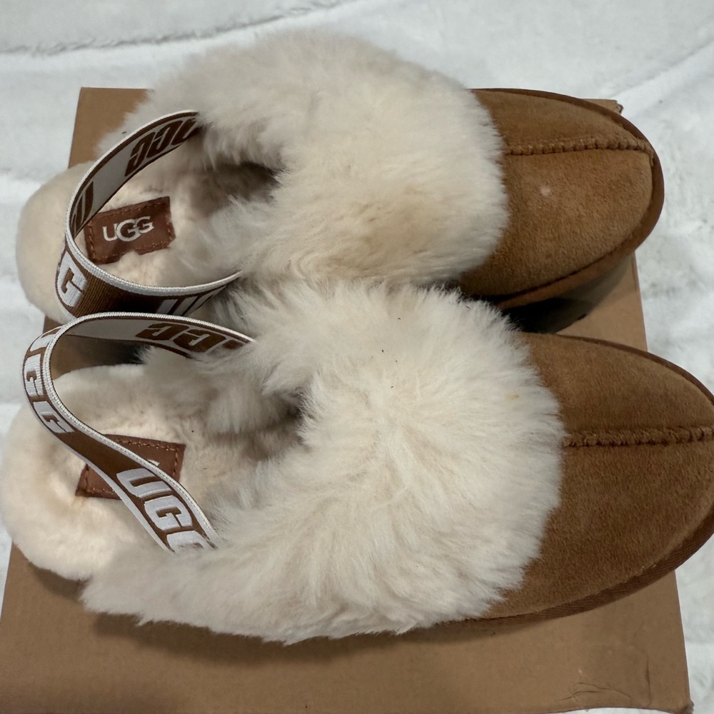 UGG Tan and Cream Sheepskin Slippers